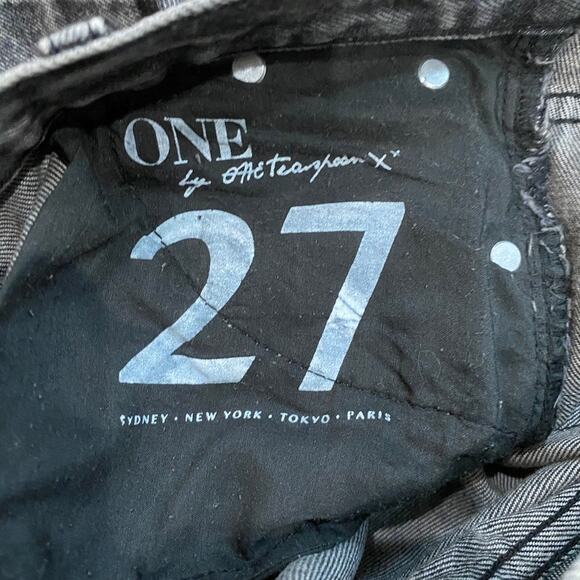 One Teaspoon Awesome Baggies Jeans Charcoal Acid Wash Distressed 27 - Picture 5 of 10